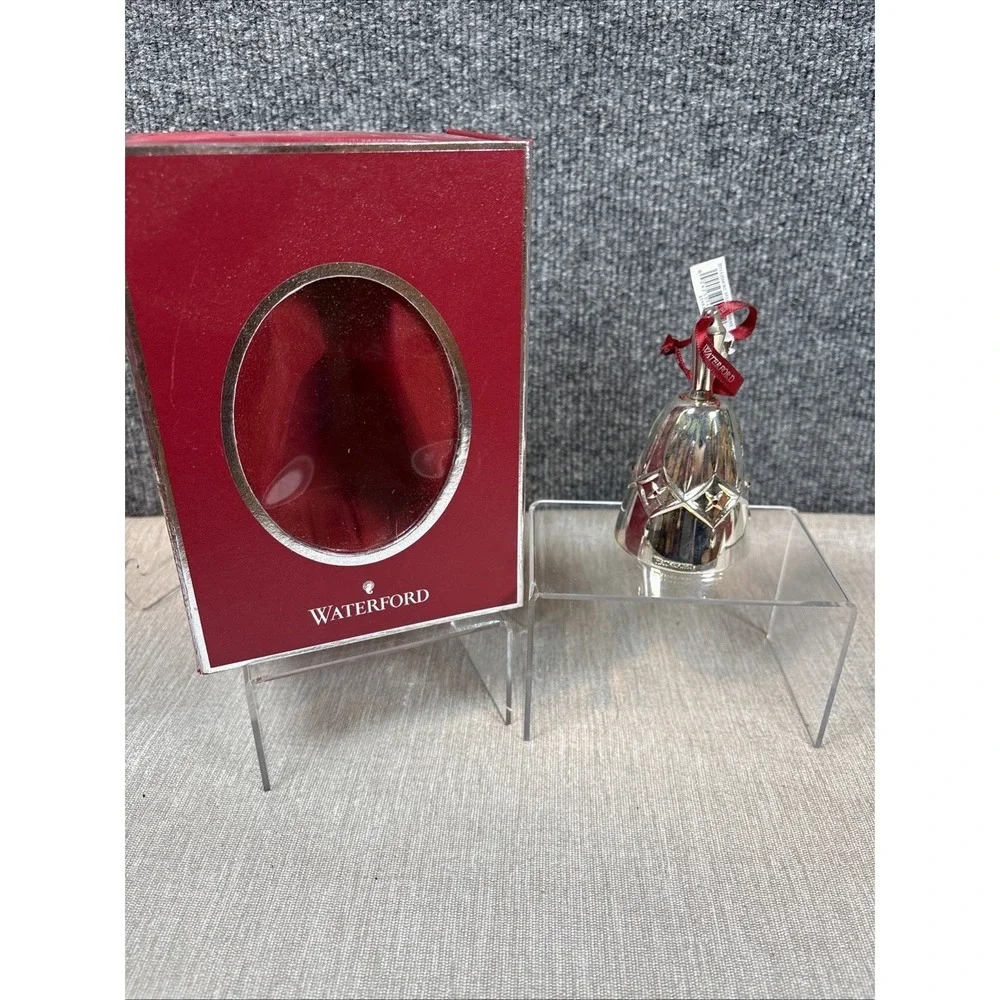 Waterford~Lismore~Silver Plate Bell w/ Jeweled Accent Christmas Ornament~2011